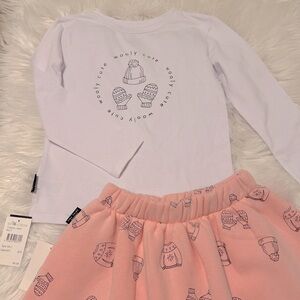 Cute Wooly Graphic Top and Skirt Set